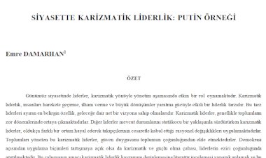 SİYASETTE KARİZMATİK LİDERLİK: PUTİN ÖRNEĞİ