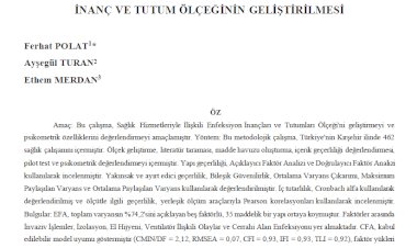 Sağlık Hizmeti İlişkili Enfeksiyonlara Yönelik İnanç Ve Tutum Ölçeğinin Geliştirilmesi