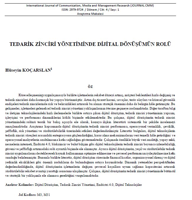 TEDARİK ZİNCİRİ YÖNETİMİNDE DİJİTAL DÖNÜŞÜMÜN ROLÜ